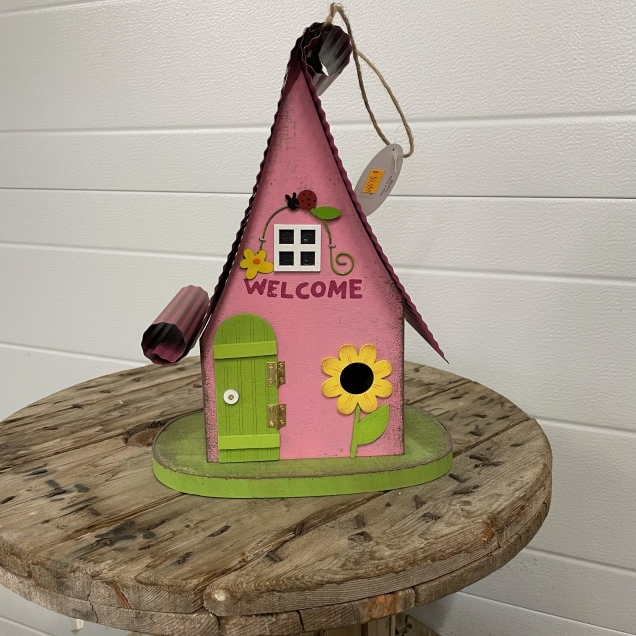 Pink Tin Birdhouse