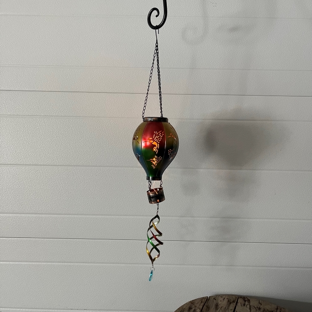 Solar Hot Air Balloon Spinner - Hummingbird